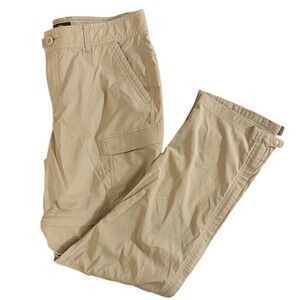 REI Co Op Women Convertible Hiking Pants Size 12 Khaki Zip Off Cargo Relaxed Fit